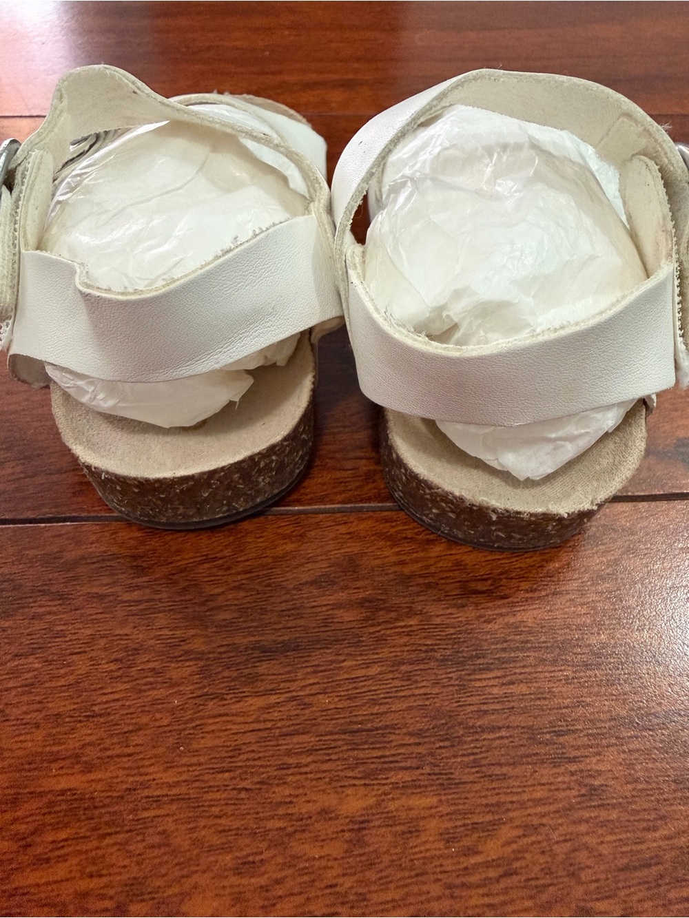 Old Navy White Cork Footbed Kids Sandals with Gold Accent Size 12-18M - Picture 7 of 10